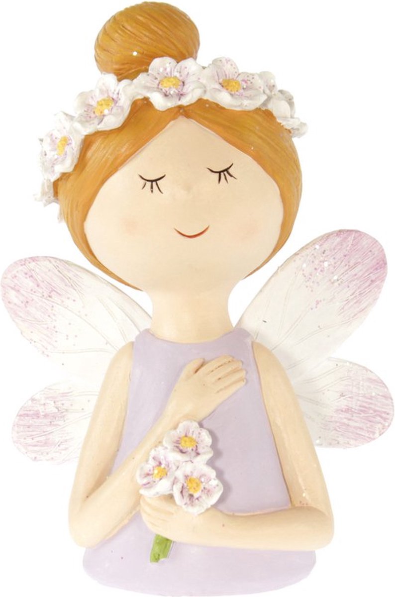 Bloemen elf-decoratie-11 x 9 x 16 cm, paars