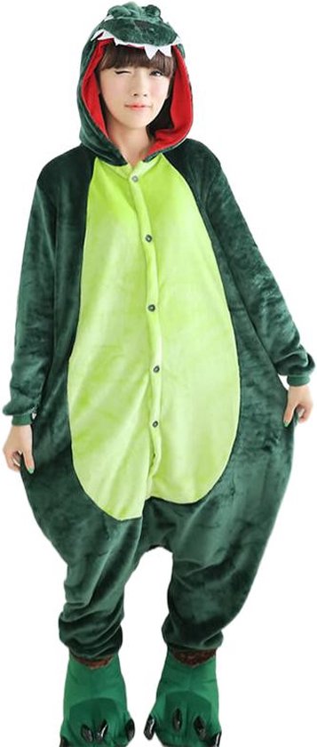 Groene draak onesie maat XL - Dieren – Verkleedkleren Volwassenen - vrouwen – mannen – kinderen - Huispak
