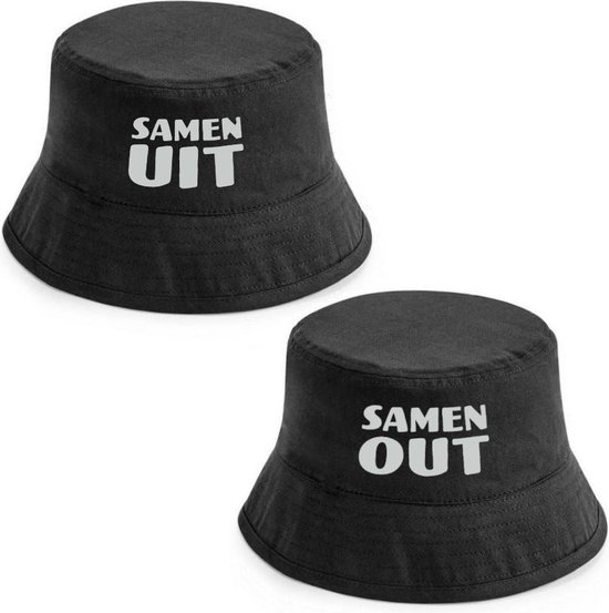 Samen uit en samen out duo pack bucket hat heren bucket hat dames