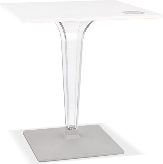Alterego Witte vierkante terrastafel 'LIMPID' voor binnen/buiten - 68x68 cm