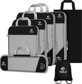 W&Z@ Cubes d'emballage de compression - 7 pièces - Avec fermeture éclair de compression - organisateurs de bagages - Cubes de voyage - Cubes de compression - Zwart