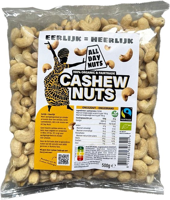 Foto: Cashew noten biologische fairtrade ongebrand ongezouten 