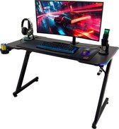 Qware Gaming - Durham - RGB - Touch Bediening - Gaming Bureau - 120cm - Game desk - Gaming Tafel - Kabelmanagement - Carbon Fiber Afgewerkt Tafelblad - Zwart