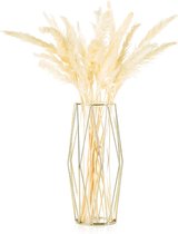 Glazen vaas voor bloemen goud, moderne grote vazen voor pampasgras met geometrisch metalen rek voor kunstmatige nep-hydrocultuur woonkamer eettafel decoratie bruiloft centraal bloemstuk