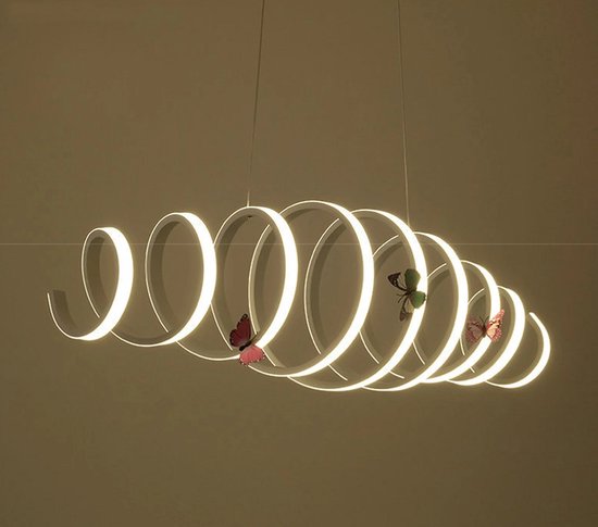 LuxiLamps - Lampe suspendue - Lustre - Wit - Lampe de salon - 108 cm - Dimmable avec télécommande - Lampe suspendue moderne - Lampe de salle à manger