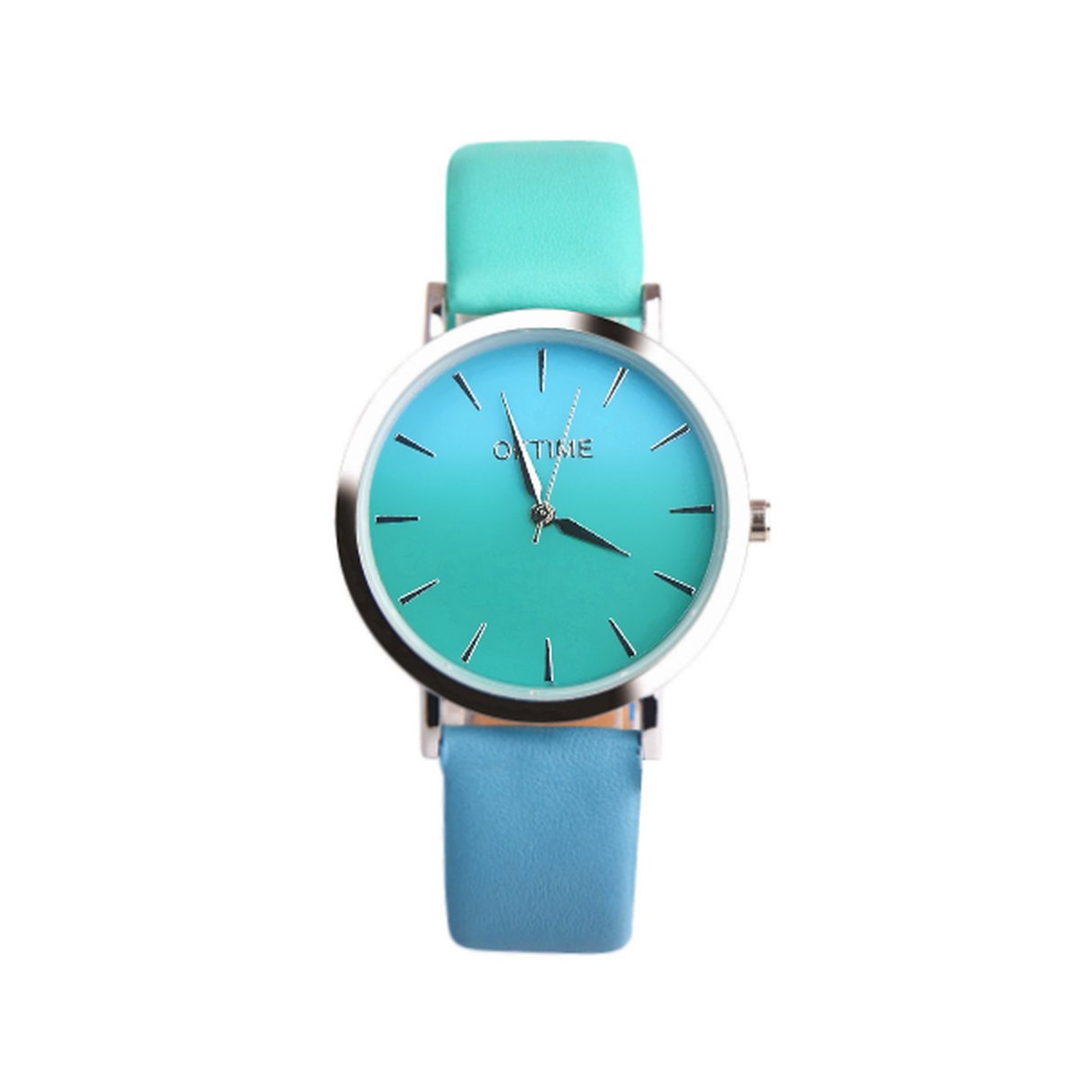Ombre Horloge - Groen-Blauw | Kunstleder | Ø 40 mm | Fashion Favorite