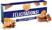 Jules Destrooper Natuurboterwafels (100g) & Amandelbrood met Belgische melkchocolade (125g) - "Proficiat / félicitations" - Belgische koekjes - 225g