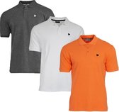 3-Pack Donnay Polo (549009) - Sportpolo - Heren - Charcoal-marl/White/Apricot orange (578) - maat L