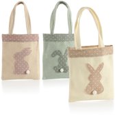 3 x cadeautas voor Pasen, zakjes met paashaas om cadeau te geven, schattige cadeauzakjes met paasmotief (3 stuks, zak, 3-kleurig)