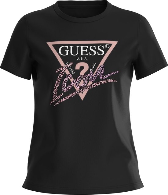 Guess SS Cn Icon Tee Dames T-shirt - Jet Black - Maat XS