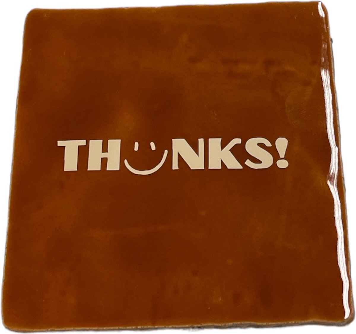 Hippe tegeltje met tekst: Thanks | Roest met beige | Gepersonaliseerde cadeau | Hippe Spreuktegel | Nieuwe woning cadeau | Housewarming cadeau