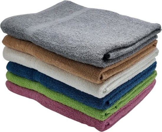 Handdoeken - Handdoekenset - Badhanddoeken - 70cm x 140cm - Set met 6 stuks - 450 gram per stuk - 100% Katoen - Mix-Set Licht - 1 stuk van elke kleur