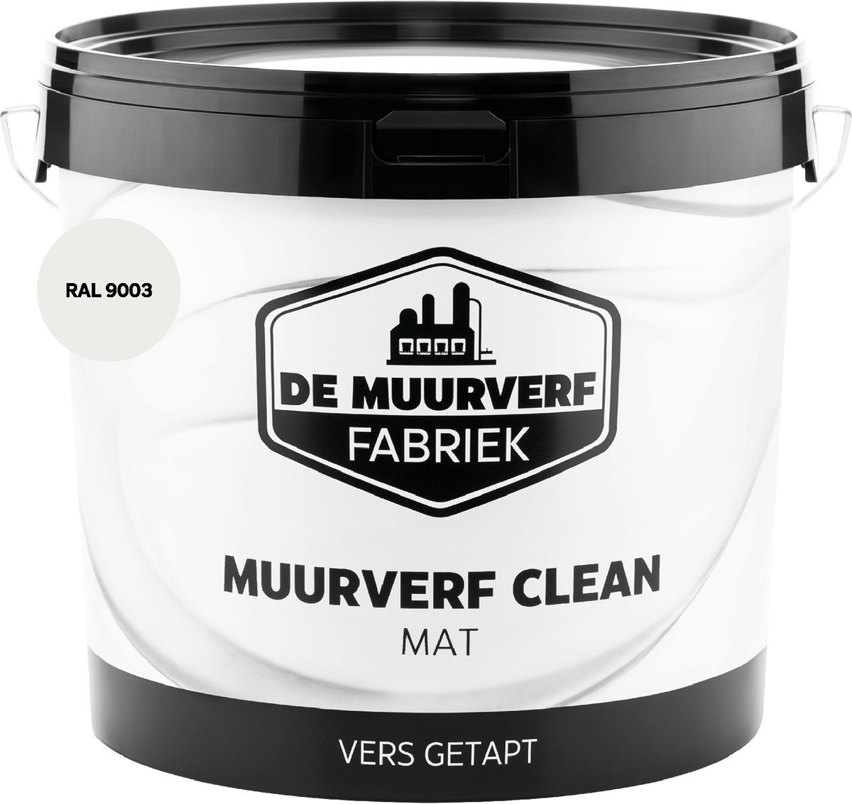 DE Muurverffabriek - Muurverf Clean - RAL 9003 - 10 liter - wit - mat - muurverf voor binnen - afwasbaar - reinigbaar - geen glimmende vlekken na reiniging droogt anel