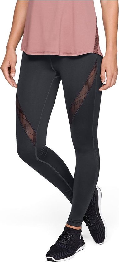 Under Armour - Misty Embroidered Legging - Zwarte Tights - L - Zwart