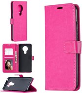Bookcase Geschikt voor: Motorola Moto G7 - Roze - portemonnee hoesje