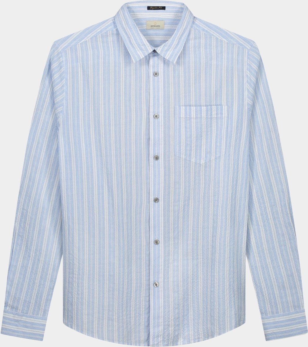 Dstrezzed Overhemd Clay Seersucker Blauw Streep - Maat L - Heren - Overhemden Casual