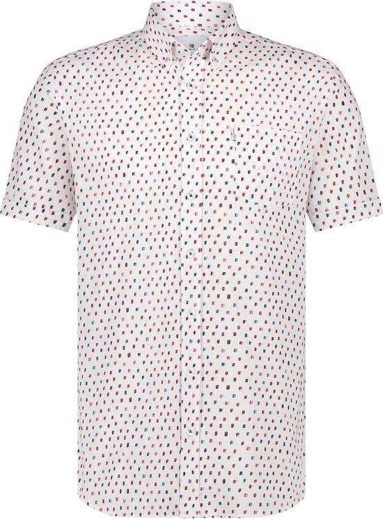 State of Art - Short Sleeve Overhemd Print Wit - Heren - Maat L - Regular-fit