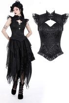 Dark in Love - Retro lady sexy embroidered Mouwloze top - XS - Zwart