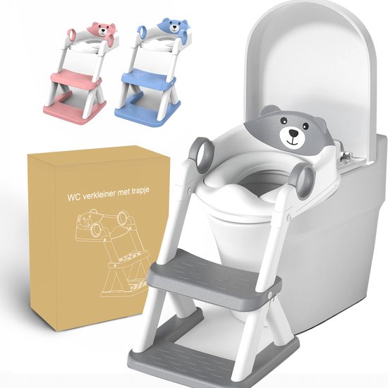 Product: Toddli - WC Verkleiner met Trapje - Potje Peuter - WC Verkleiner opvouwbaar - Grijze, van het merk 