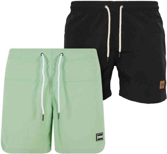 Urban Classics - Shorts de bain Block 2-Pack - 5XL - Vert/ Zwart