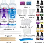 Epoxyhars 500 ml Transparante Epoxyhars deep pour epoxy voor epoxy giethars Hout, Epoxy Lijm Verhouding 1:1 Startpakket