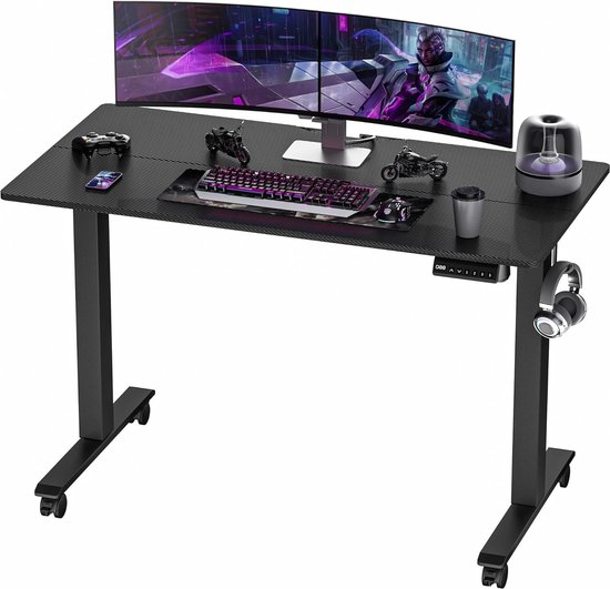 In hoogte verstelbaar bureau elektrisch - 100x60 cm sta-tafel bureau met antibotsingssysteem - voor thuis kantoor