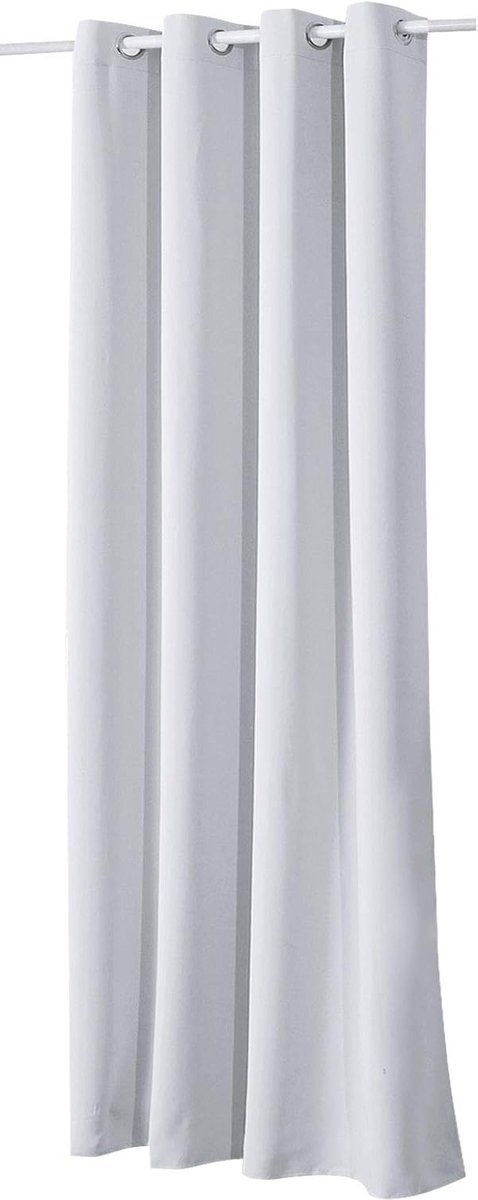 Verduisteringsgordijn in polyester met oogjes - Isolerend thermisch gordijn 135x225cm - Grijs wit
