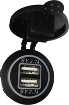 TB USB snellader inbouw stopcontact met lampje voor in de auto voor de passagier op de achterbank of in de kofferbak voor uw camera systeem, accupakket op de bouw en zelfs op de motor door de waterdichte afsluitdop 12 tot 30volt ingang