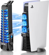 JKN Shop - Ventilateur PS5 avec refroidissement triphasé - Refroidisseur PS5 silencieux avec 9 pales et port USB 2.0 - Ventilateur de refroidissement PS5 avec écran tactile et indicateur LED