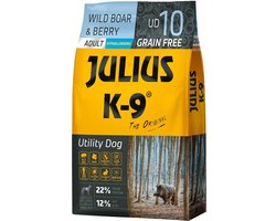 Julius K9 - Graanvrij en hypoallergeen hondenvoer op everzwijn/lam/rund & aardappel basis - Voor volwassen honden van kleine rassen - 3kg