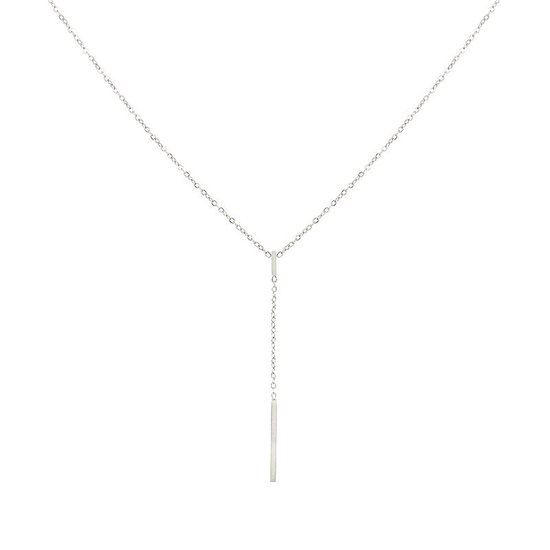 Mint15 Ketting klein balkje/staafje - Chique Y-ketting - Zilver RVS/Stainless Steel