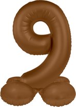 Folat - Staande folieballon Cijfer 9 Chocolate Brown - 41 cm