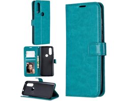 Bookcase Geschikt voor: Motorola Moto G8 Plus - Turquoise - portemonnee hoesje
