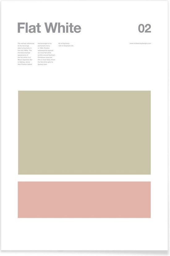JUNIQE - Poster Flat white - minimalistisch -40x60 /Grijs & Roze
