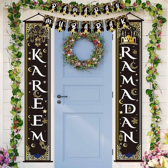 Foto: Ramadan decoratie 3 stuks ramazan decoratie eid mubarak banner moslimbanner ramadan veranda kareem hangende banner decoratieset ramazan islamitische decoratie voor moslims indoor