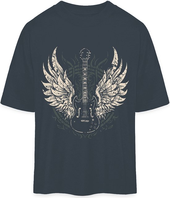 T Shirt Heren Dames - Rock Gitaar - Grijs - XL