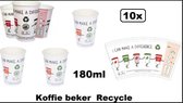 10x Koffie beker Recycle New world 180ml - next generation - Koffiebeker thee drank drinken