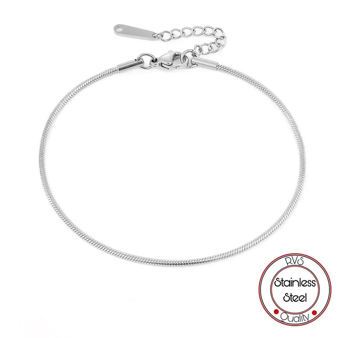 Borasi Snake Schakel Enkelband | Zilver Verguld | RVS | Zilver | Slang Schakel | Dames Enkelband | Vrouwen Sieraden | Dames Sieraden |