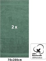 Saunahanddoek, XXL badhanddoek, strandlaken, saunahanddoek, premium badstof, 100% katoen, afmetingen 70 x 200 cm, kleur dennengroen, 2 stuks