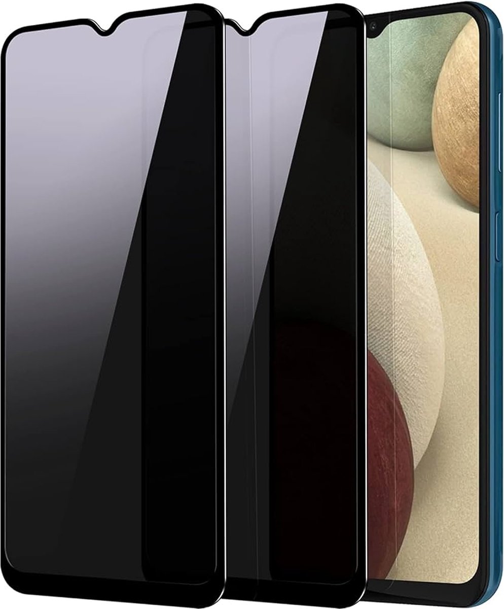 Privacy Screenprotector Glas - Tempered Glass Screen Protector Anti-Spy Geschikt voor: Samsung Galaxy A12 Screen Protector [2-Pack] Privacy anti-spion