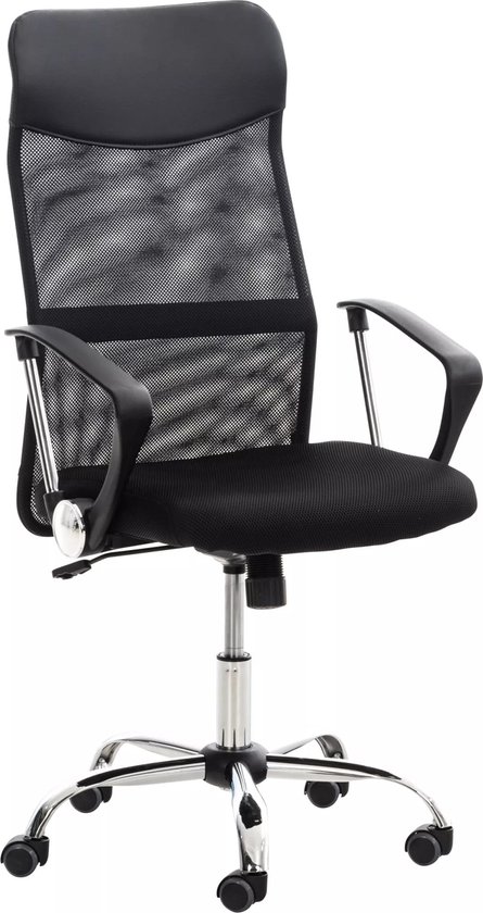 In And OutdoorMatch Premium Bureaustoel Lucrezia Jennings - netstof bekleding - Zwart - Op wielen - Ergonomische bureaustoel - Voor volwassenen - In hoogte verstelbaar