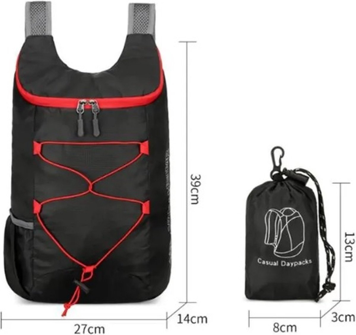 Rugzak 20 liter - Wandelrugzak - opvouwbaar - lichtgewicht - waterafstotend - ultralicht Backpack - Zwart – foto 5