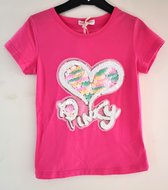 Meisjes T-shirt Pinky lovertjes Roze maat 122/128