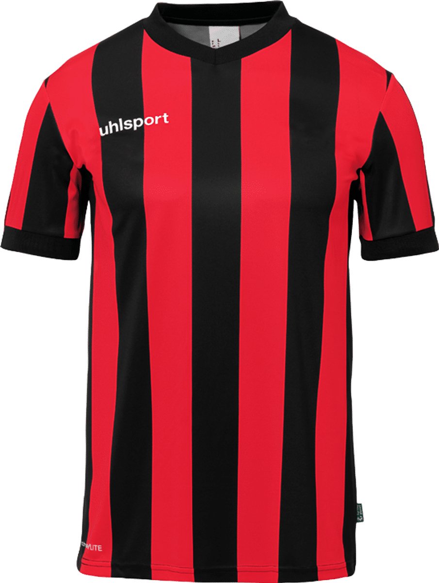 Uhlsport Stripe 2.0 Shirt Korte Mouw Kinderen - Zwart / Rood | Maat: 128