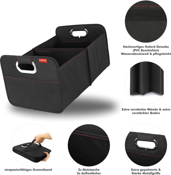 Oasser Kofferbakorganizer, 75 L, 1680D, Houder 30 Kg, Meerdere Vakken Met Opvouwbaar Deksel En Reflecterende Strip Voor Auto Huis Camping 2252440451