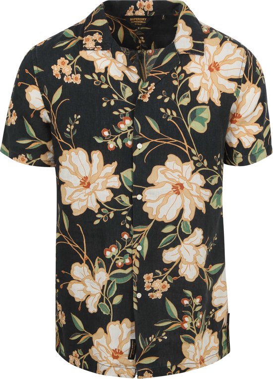 Superdry - Overhemd Short Sleeve Print Navy - Heren - Maat M - Regular-fit