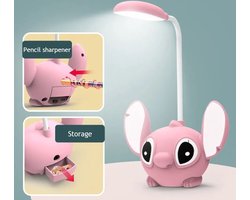 Bureaulamp Disney Lilo & Stitch LED-bureaulamp met puntenslijper Opvouwbare lamp Leuke bureaulamp USB oplaadbaar Stitc Roze Bureaulamp Disney Lilo & Stitch LED-bureaulamp met puntenslijper Opvouwbare lamp Leuke bureaulamp USB oplaadbaar Stitc Roze