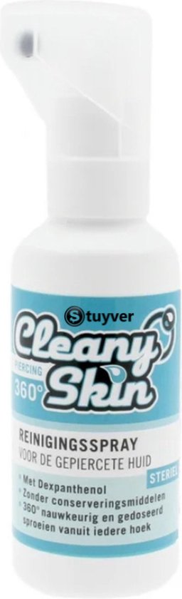 Foto: Cleany skin piercing oorbel spray zoutoplossing voor gaatjes piercing nazorg 50ml aftercare spray