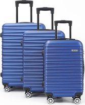 Bol.com Vaive Voyager Kofferset 3-delig met Handbagage Koffer - Reiskoffer 33L 63L 93L - Spinner Wielen - Blauw aanbieding