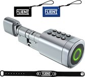 Flient® Smart Lock Evo - Slim Cilinderslot - RVS - Vingerafdruk - Bluetooth & WiFi - Zilver - Waterdicht